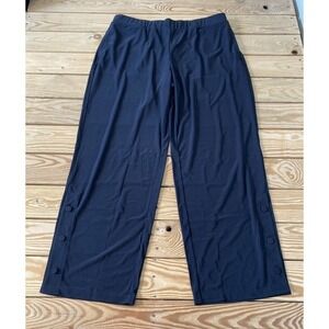 NEW Dennis Basso Italia Knit Straight Leg Pants w/ Buttons Petite Medium Black